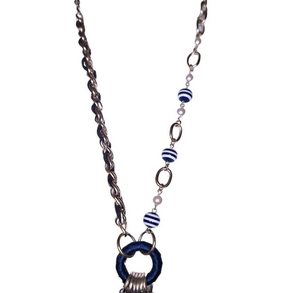 Women's Nautical Anchor and Wheel Charm Necklace - Coastal Resort Beach Boho - Picture 5 of 6